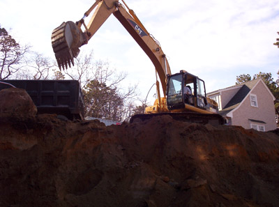 Photo of septic system site excavation by Dalpe Excavation of Falmouth Cape Cod